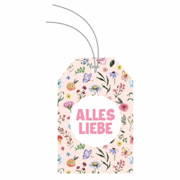 Anhängeetiketten Alles Liebe Floral 5,2x8cm rosa