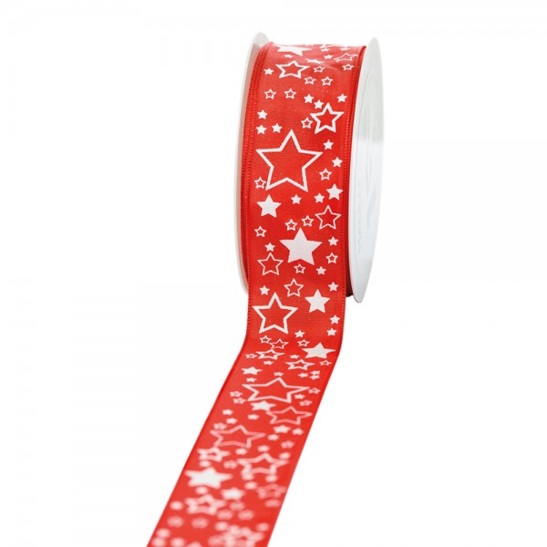 Geschenkband "Starlet" rot/weiß 40mm 25m