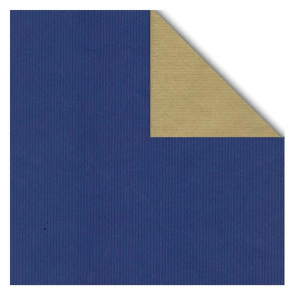 Geschenkpapier Rolle 50cm 50Meter 2-seitig blau/gold