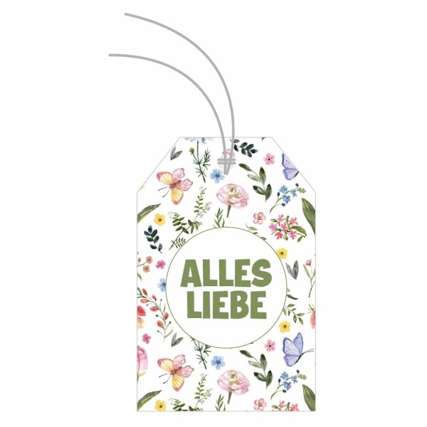 Anhängeetiketten Alles Liebe Floral 5,2x8cm grün