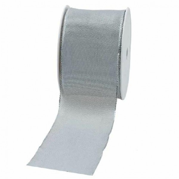 Geschenkband transparent 60mm 20Meter silber
