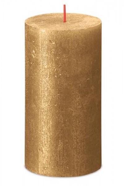 Stumpenkerze Rustik Shimmer 13cm Ø 6,8cm Gold