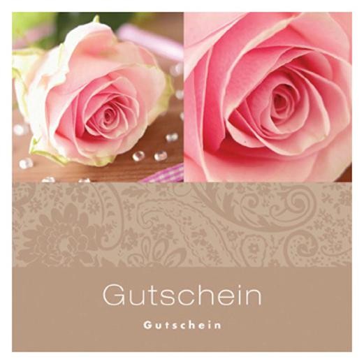Gutschein-Klappkarte café/rosa Rosen
