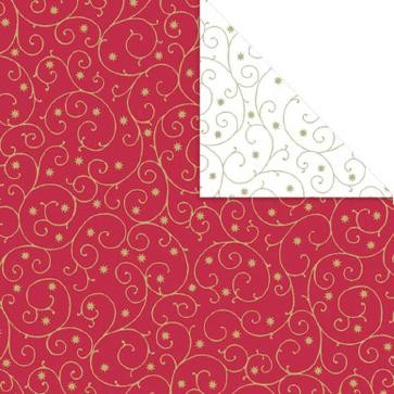 Geschenkpapier Rolle 50cm 250Meter Ornament Rot/Weiß