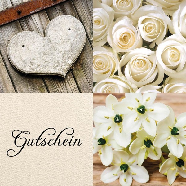 Gutschein-Klappkarte Blumen creme