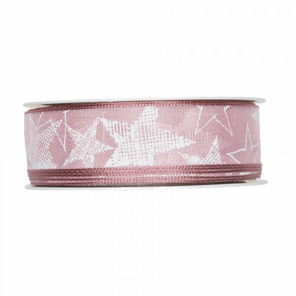 Geschenkband "Sterne" pink/weiß 25mm 25m